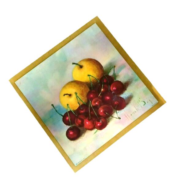 Fruit Art Trivets Wall Decor Henk Bos 1959 Orange Apple VTG 🍊🍒 - Picture 12 of 12
